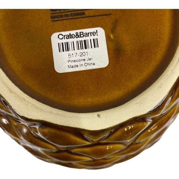 Crate and Barrel Ceramic Pinecone Canister Jar with Lid - Picture 5 of 5